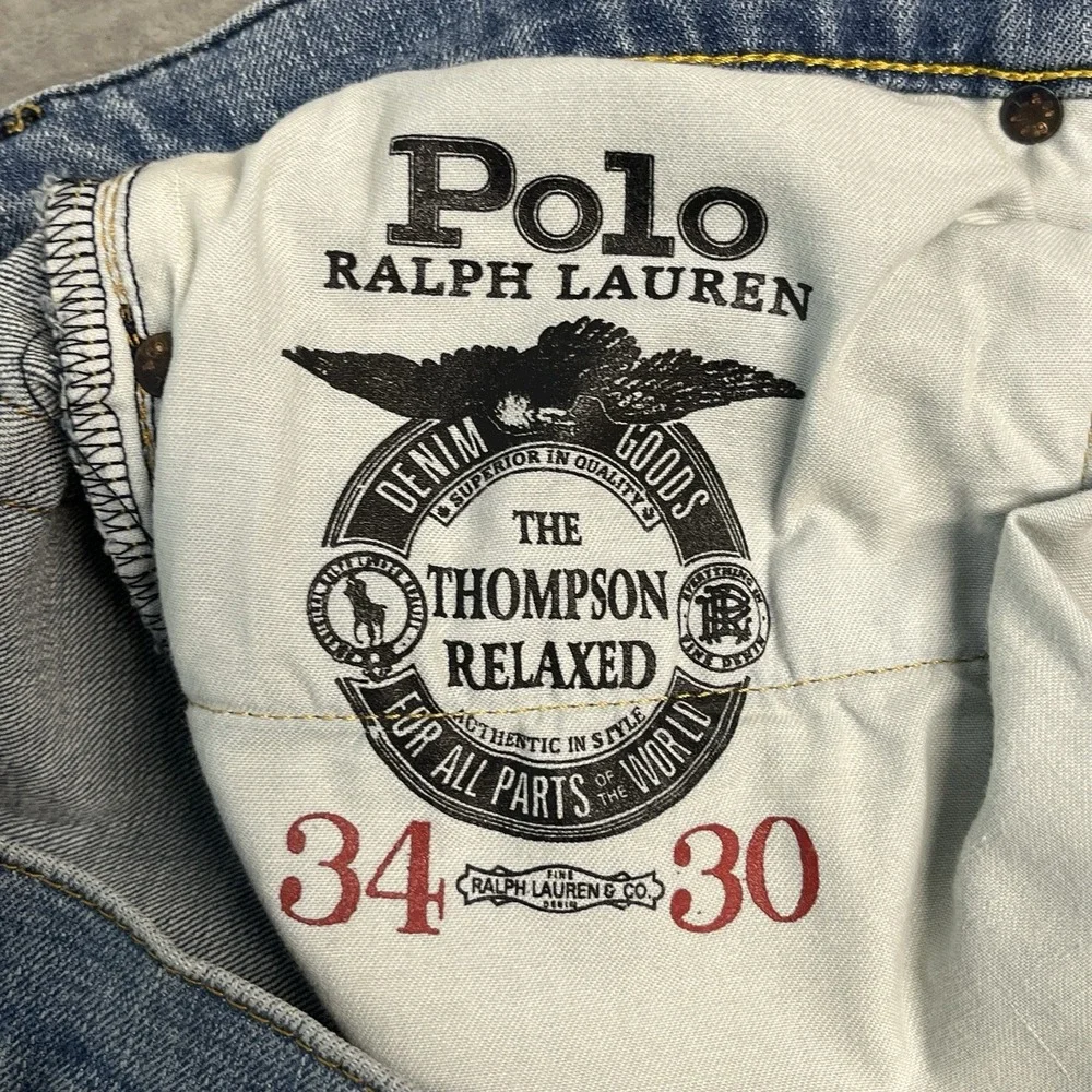 Polo Ralph Lauren Thompson Relaxed Jeans Mens 34x30 Blue Denim Straight Leg